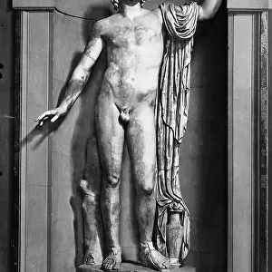 Statue of Antinous, 16th century copy of the ancient original, located on the entrance stairway of the Galleria Palatina, Palazzo Pitti, Florence