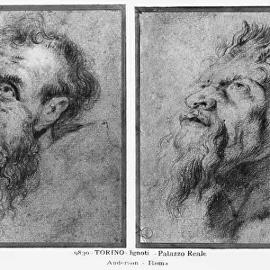 Study for two faces (one of a saint the other of a devil?) by an anonymous artist. Royal Library, Turin