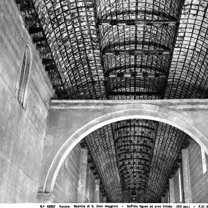 Wooden ceiling of the Basilica of San Zeno Magggiore in Verona