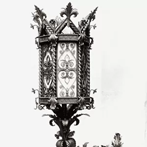 Wrought iron street lamp