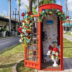 Aruba, Oranjestad, Decorated Old Phone Booth