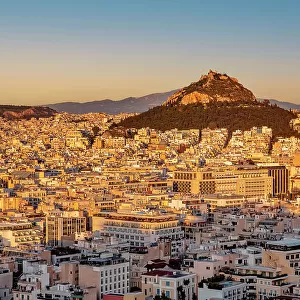 Greece, Athens, Cityscape with Mount Lycabettos