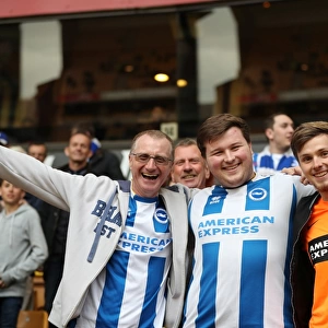 Brighton & Hove Albion Fans Epic Moment at Molineux Stadium: Passion and Pride during Wolverhampton Wanderers vs. Championship Clash (14th April 2017)