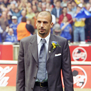 Gianluca Vialli Leading Chelsea in the League Cup Final against Middlesbrough at Wembley Stadium