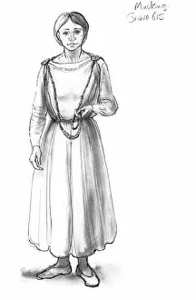 People in the Past Illustrations Gallery: Anglo-Saxon woman N090543