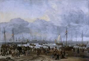 Maritime scenes Gallery: Bakhuizen - Landing of William of Orange at Scheveningen K040873