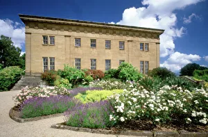 <b class=qtipBold><figcaption>Belsay Hall K022000</figcaption></b><br>BELSAY HALL, CASTLE AND GARDENS, Northumberland. Flower beds in front of the south front of the hall.<br><em>© Historic England</em> Belsay Hall K022000