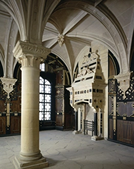 <b class=qtipBold><figcaption>Bolsover Castle J000056</figcaption></b><br>BOLSOVER CASTLE, Derbyshire. Interior view of the Pillar Parlour.<br><em>© Andrew Tryner</em> Bolsover Castle J000056