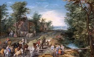 Livestock Gallery: Brueghel - Road Scene with Travellers and Cattle N070595