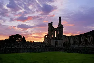 Romantic Ruins Gallery: Byland Abbey sunset N071401