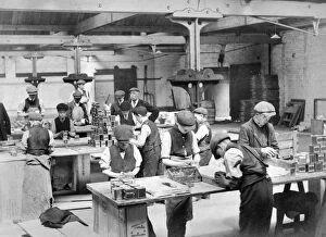 Child Hood Collection: Children labelling tins of tea c.1910, Butlers Wharf BB87_09690