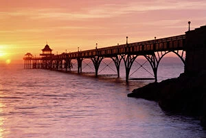 Coastal Landscapes Gallery: Clevedon Pier at sunset K990506