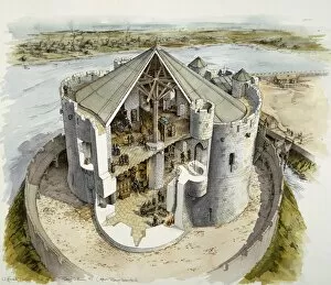 Yorkshire Castles Gallery: Cliffords Tower mid-14th century J970192