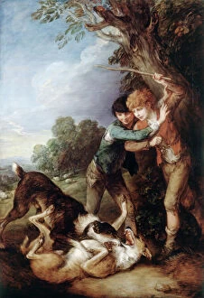 Kenwood House paintings Gallery: Gainsborough - Two Shepherd Boys with Two Dogs Fighting J920222