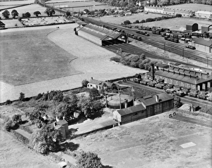 <b class=qtipBold><figcaption>Gasworks, Craven Arms EPW061708</figcaption></b><br>The Gas Works and railway, Craven Arms, Shropshire. Photographed by Aerofilms Ltd in June 1939.<br><em>© Historic England Archive</em> Gasworks, Craven Arms EPW061708