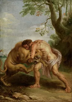 Biblical and mythical scenes Gallery: Hercules and the Nemean Lion N090615