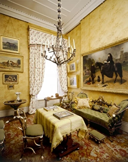 <b class=qtipBold><figcaption>Horn Room, Osborne House J070028</figcaption></b><br>OSBORNE HOUSE, Isle of Wight. Interior view of the Horn Room. Some items shown maybe on loan from the Royal Collection.<br><em>© Historic England</em> Horn Room, Osborne House J070028