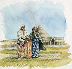 People in the Past Illustrations Collection: Iron Age Man and Woman J030114