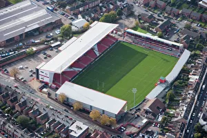 <b class=qtipBold><figcaption>Kingsholm Gloucester 26753_006</figcaption></b><br>Kingsholm Stadium, Gloucester. First built in 1891, it has been home for the Gloucester Rugby Union club ever since. Photographed in 2010.<br><em>© Historic England Archive</em> Kingsholm Gloucester 26753_006