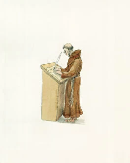 People in the Past Illustrations Collection: Monastic chronicler c.1066 IC008 / 034