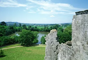 <b class=qtipBold><figcaption>Old Wardour Castle K951525</figcaption></b><br>OLD WARDOUR CASTLE, Wiltshire. View from the top of the castle looking west over the lake.<br><em>© Historic England</em> Old Wardour Castle K951525