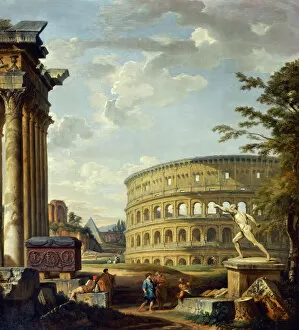 Architectural compositions Collection: Panini - Roman Landscape with the Colosseum J920082