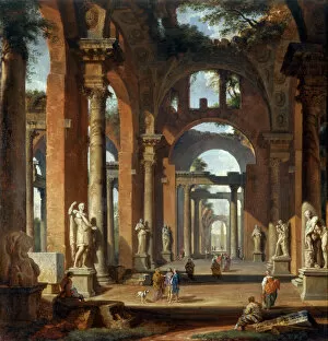 Romantic Ruins Gallery: Panini - Statues in a Ruined Arcade J920083