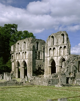 <b class=qtipBold><figcaption>Roche Abbey J890255</figcaption></b><br>ROCHE ABBEY, Maltby, South Yorkshire. View of the church transepts from the South.<br><em>© Historic England</em> Roche Abbey J890255
