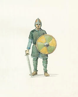 People in the Past Illustrations Collection: Saxon fyrdman c.1066 IC008 / 038