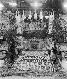 <b class=qtipBold><figcaption>Smithfield Merry Xmas BL28770_04</figcaption></b><br>Smithfield Meat Market, London. A Christmas message written in offal at the premises of the Armour & Company Limited. Armour & Co were an American meat packing firm importing meat from Argentina. Photographed by Bedford Lemere and Company, December 1926.<br><em>© Historic England Archive</em> Smithfield Merry Xmas BL28770_04
