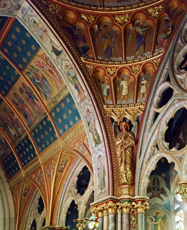 <b class=qtipBold><figcaption>St Mary's Church K940843</figcaption></b><br>ST MARY'S CHURCH, Studley Royal, North Yorkshire. Interior view of the decorated roof of the sanctuary. Gothic Revival.<br><em>© John Critchley</em> St Mary's Church K940843