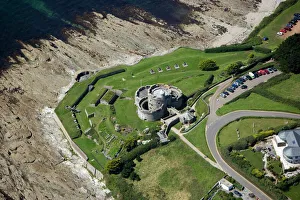 <b class=qtipBold><figcaption>St Mawes Castle N071879</figcaption></b><br>ST MAWES CASTLE, Cornwall. Aerial view of the castle.<br><em>© Historic England</em> St Mawes Castle N071879