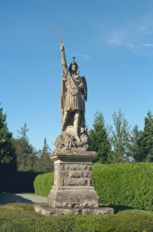 <b class=qtipBold><figcaption>Statue</figcaption></b><br>Life-size statue of St Michael, Belmont, Herefordshire. IoE 155340.<br><em>© G. Jane Fleet Source: Images of England</em> Statue