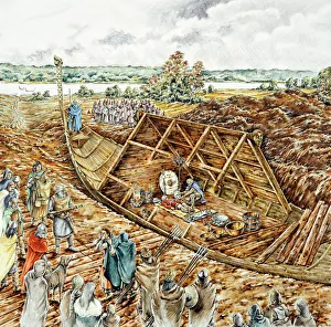 heritage/reconstructing past anglo saxon illustrations/sutton hoo ship burial j910330