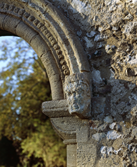 <b class=qtipBold><figcaption>Thetford Priory K021388</figcaption></b><br>THETFORD PRIORY, Norfolk. Detail of the Lodgings South doorway.<br><em>© Historic England</em> Thetford Priory K021388