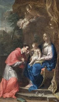 Biblical and mythical scenes Gallery: Trevisani - The Virgin and Child with St Carlo Borromeo N070580