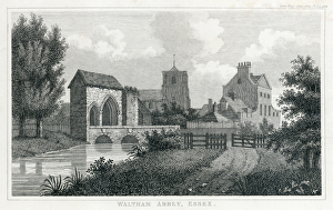 Waltham Abbey Gatehouse engraving N110145 Waltham Abbey Gatehouse engraving N110145