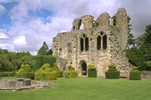 <b class=qtipBold><figcaption>Wenlock Priory K980729</figcaption></b><br>WENLOCK PRIORY, Shropshire. View of St Michael's chapel from the South East looking across the cloister.<br><em>© Historic England</em> Wenlock Priory K980729