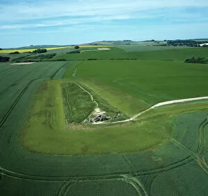Barrows and Burials Collection: West Kennet Long Barrow from the air K040320