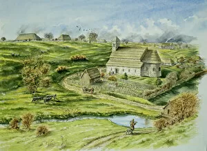 Church Collection: Wharram Percy Medieval Village J890258