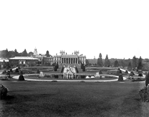 <b class=qtipBold><figcaption>Witley Court BL25081_009</figcaption></b><br>WITLEY COURT, Great Witley, Worcestershire. Witley Court as seen from the gardens, with the Perseus and Andromeda fountain in the foreground. The existing house was converted into a vast Italianate mansion in the 19th century by John Nash whilst the gardens were landscaped by William Nesfield. The house was gutted by fire in 1937. Photograph by Bedford Lemere, September 1920.<br><em>© Historic England</em> Witley Court BL25081_009