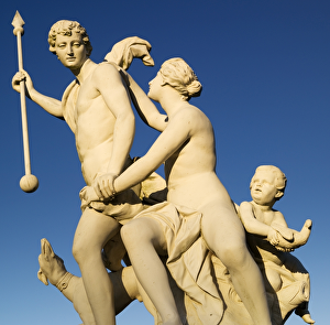 <b class=qtipBold><figcaption>Wrest Park garden statue N071376</figcaption></b><br>WREST PARK HOUSE AND GARDENS, Bedfordshire. Venus and Adonis statue, late 18th century, by John Cheere.<br><em>© Historic England</em> Wrest Park garden statue N071376