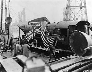 Locomotives Collection: American S160 Class 2-8-0 locomotive No. 1609 upon arrival at Newport Docks, 1942