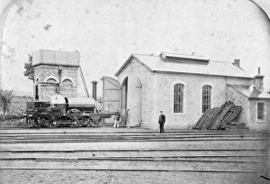 Station Collection: Broad Gauge Locomotive Aries seen outside Faringdon Engine Shed, c.1865