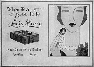 Advert for Louis Sherry French chocolate and Bon Bons, 1928