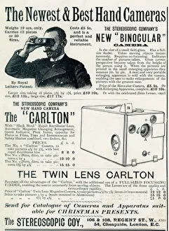 Twin Gallery: Advert for Stereoscopic Company, hand-held cameras 1894