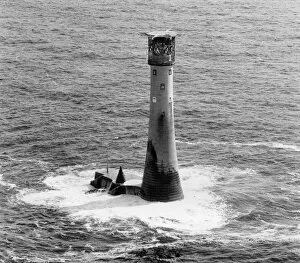 Lighthouse Collection: Aerial view of Wolf Rock Lighthouse, off Lands End, Cornwall