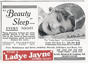 Overnight Collection: Beauty sleep every night'. Helmets that were scientifically shaped to fit the head. Date: 1932