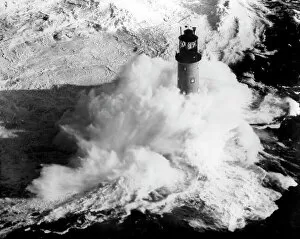Built Collection: Bishop Rock Lighthouse in a gale