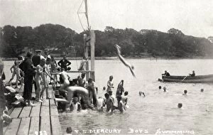 Swim Gallery: Boys Swimming, Training Ship Mercury, River Hamble, Hants